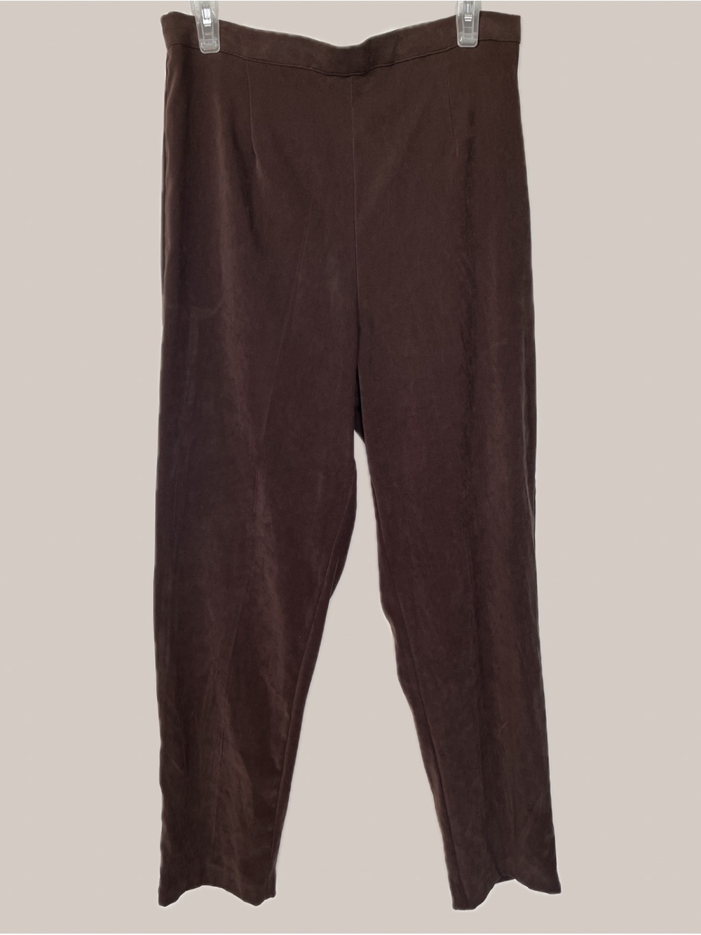 Vintage 90s R&K Originals Brown Faux Suede Pants Womens 14 Pull On Stretch